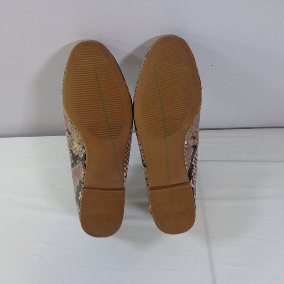 Steve Madden Danni Flats Tan Snakeskin Faux Leather Round Toe Slip On Size 5 EUC - Picture 7 of 7